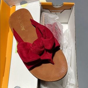 Bamboo Women's Red Bow Sandals